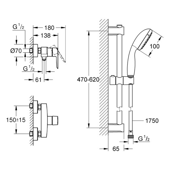 Додаткове фото - Змішувач для душу Grohe QuickFix Start Black UA30330801