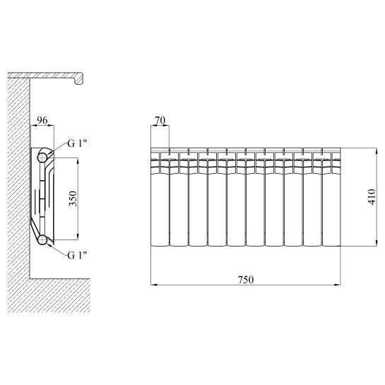 Додаткове фото - Секціі біметалевого радіатора Kroner Alma 350М 350х80х96 мм