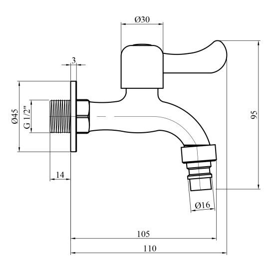 Додаткове фото - Кран для поливу Kroner KRP Edelstahl Klassisch - ESG0991 1/2'' ЗР