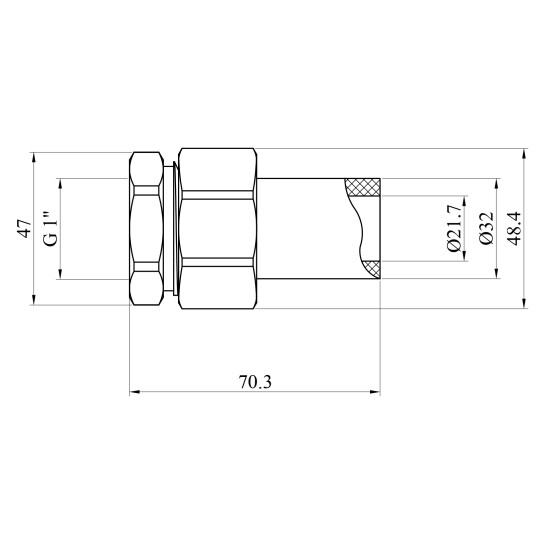 Додаткове фото - Американка PPR GrandiTherm 32х1" мм РВ (довга)