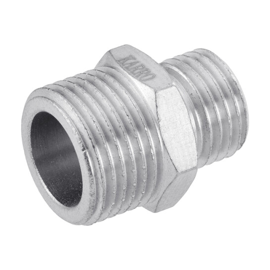 Ніпелі латунні Ніпель перехідний Karro 3/8"х1/4" ЗЗ нікельований KR-3114