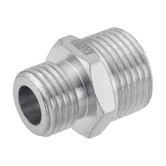Додаткове фото - Ніпель перехідний Karro 3/8"х1/4" ЗЗ нікельований KR-3114