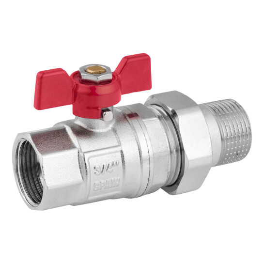 Додаткове фото - Кран-американка кульовий прямий Karro "Standart+" 3/4" ВЗ PN40 метелик, нікельований