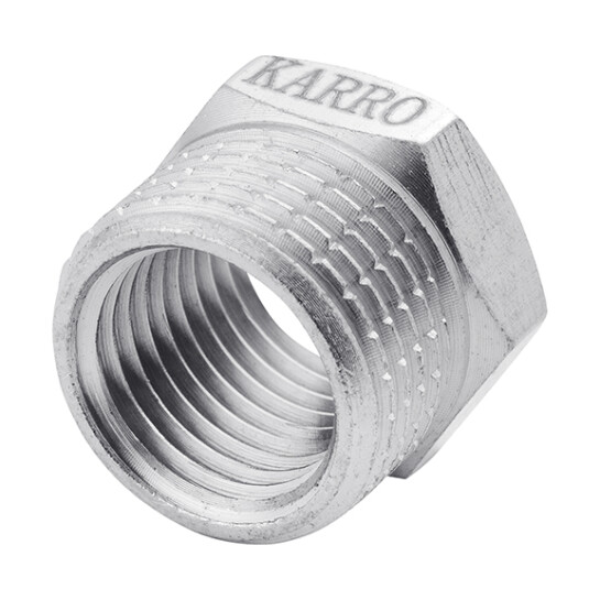 Футорки латунні Футорка Karro 3/8"х1/4" ЗВ нікельована KR-3115