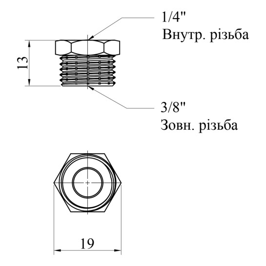 Додаткове фото - Футорка Karro 3/8"х1/4" ЗВ нікельована KR-3115