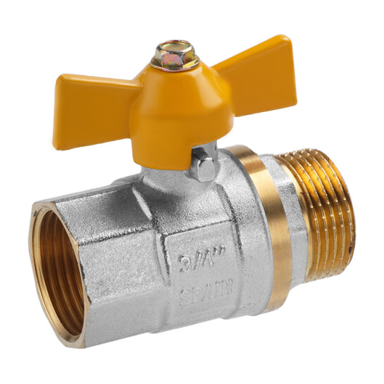 Додаткове фото - Кран кульовий для газу Valves 3/4" ВЗ PN30 жовтий метелик, нікельований