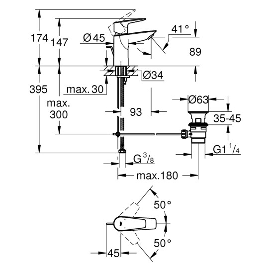 Додаткове фото - Змішувач для раковини Grohe QuickFix StartEdge S-Size 24196001