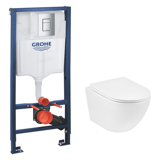 Інсталяції Комплект 4 в 1: Інсталяція Grohe Rapid SL 3 в 1 38772001 + Унітаз безободковий Kroner Harz WHI523632 RIMLESS з сидінням Slim Duroplast / Soft-close / Quick relase KH523632WHIR (38772001KH523632)