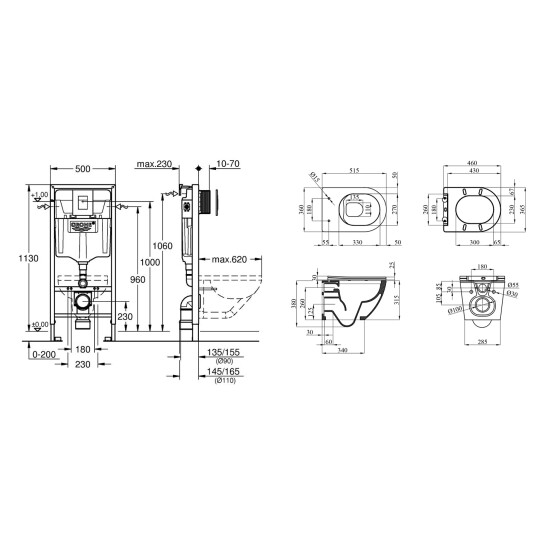 Додаткове фото - Комплект 4 в 1: Інсталяція Grohe Rapid SL 3 в 1 38772001 + Унітаз безободковий Kroner Harz WHI523632 RIMLESS з сидінням Slim Duroplast / Soft-close / Quick relase KH523632WHIR (38772001KH523632)