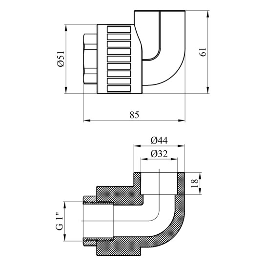 Додаткове фото - Коліно PPR GrandiTherm 32х1" РВ