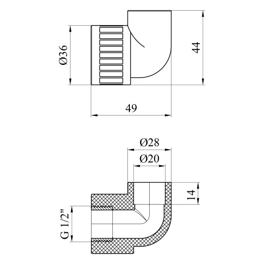 Додаткове фото - Коліно PPR GrandiTherm 20х1/2" РВ