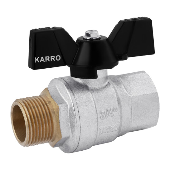 Крани кульові Кран кульовий Karro "Premium" 3/4" ВЗ PN40 метелик, нікельований