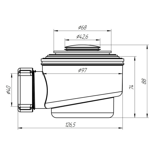 Додаткове фото - Сифон для душового піддона ANIplast 1 1/2"х50 мм з системою Сlick-Сlack E410CLSEU
