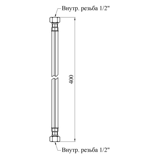 Додаткове фото - Шланг газовий Nikiforov 1/2" ВВ 40 см з металевими гайками ПВХ чорний