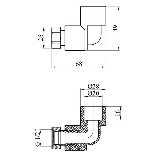 Додаткове фото - Коліно з накидною гайкою PPR GrandiTherm 20х1/2"