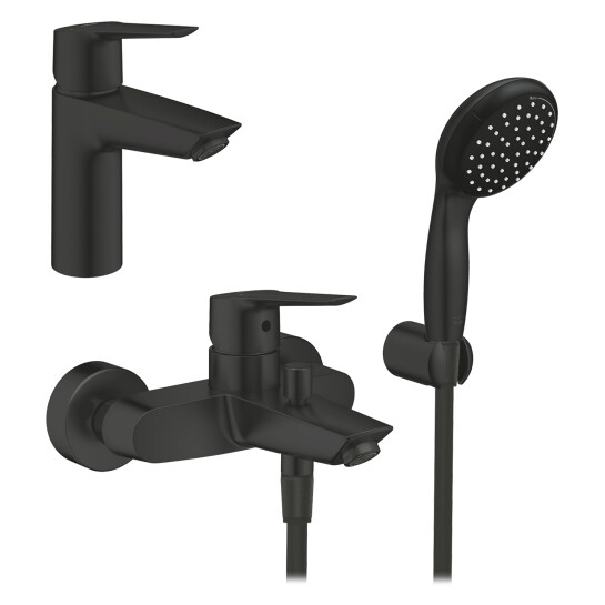 Набори змішувачів Набір змішувачів 3 в 1 для ванної кімнати Grohe QuickFix Start Black UA303301SQ