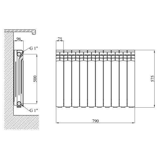 Додаткове фото - Секціі алюмінієвого радіатора Kroner Ludwig 500Р 500х80х96 мм