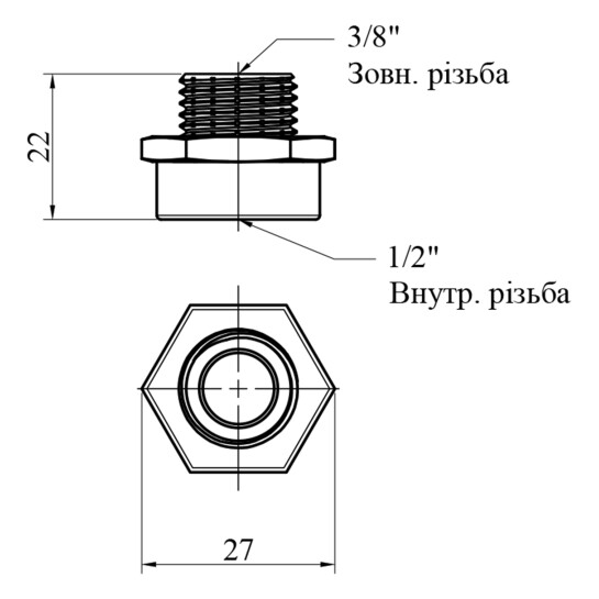 Додаткове фото - Перехідник Karro 1/2"х3/8" ВЗ нікельований KR-3117