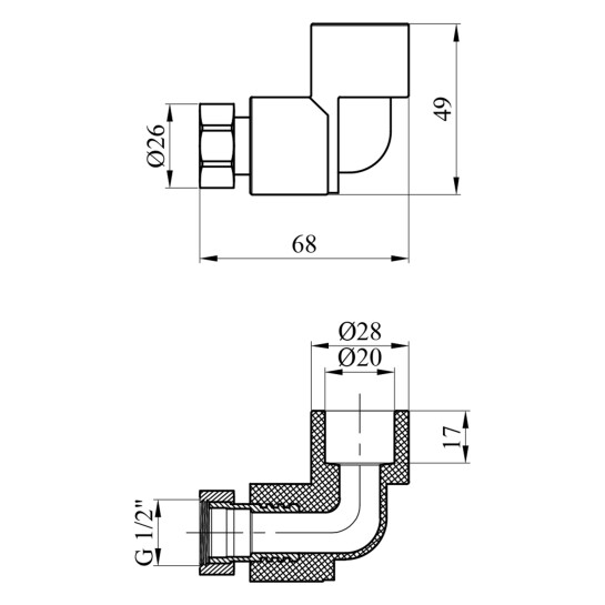 Додаткове фото - Коліно з накидною гайкою PPR GrandiTherm 20х1/2"