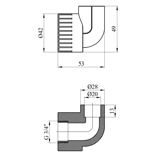 Додаткове фото - Коліно PPR GrandiTherm 20х3/4" РВ