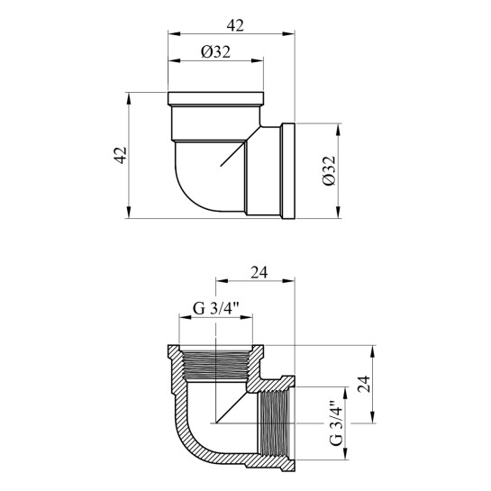 Додаткове фото - Кутник посилений LexLine 3/4" ВВ латунний УК0102-В