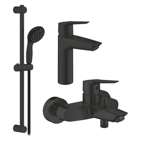 Набори змішувачів Набір змішувачів 3 в 1 для ванної кімнати Grohe QuickFix Start Black UA303301MQ