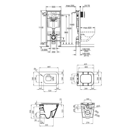 Додаткове фото - Комплект 4 в 1: Інсталяція Grohe Rapid SL 3 в 1 38772001 + Унітаз підвісний безобідковий Kroner Eifel WHI493436 TORNADO з сидінням (38772001KE493436T)