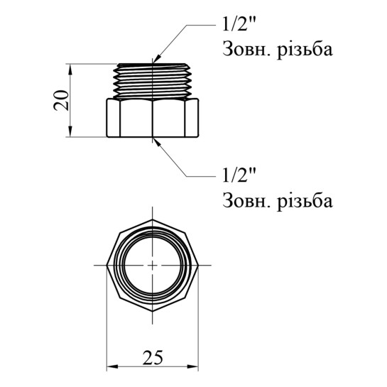Додаткове фото - Перехід STA 1/2"х1/2'' ВЗ латунний