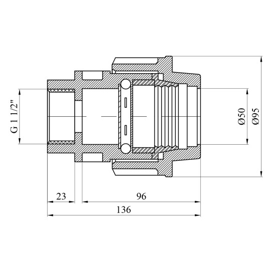 Додаткове фото - Муфта ПЕ SantehPlast 50х1 1/2" РВ