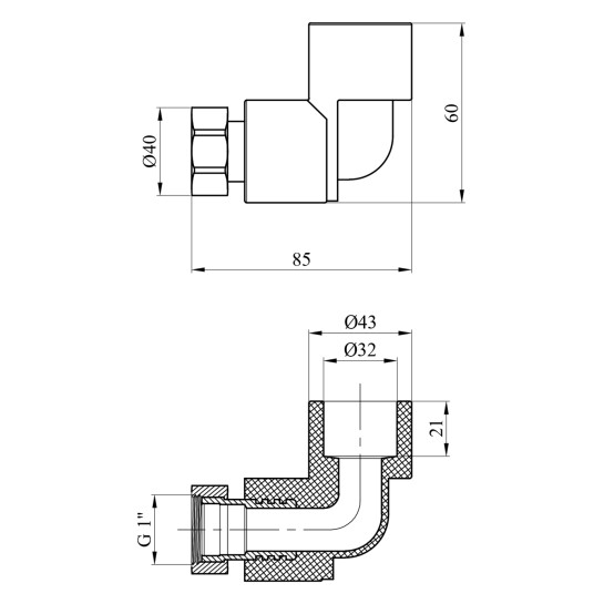 Додаткове фото - Коліно з накидною гайкою PPR GrandiTherm 32х1"