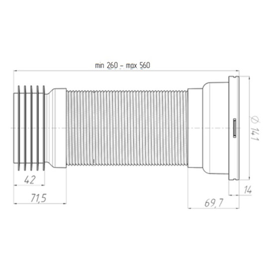 Гофри та відводи Гофра для унітаза ANIplast D-110 мм 230-500 мм, армована К928