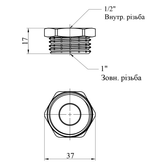 Додаткове фото - Футорка Karro 1"х1/2" ЗВ нікельована KR-3115