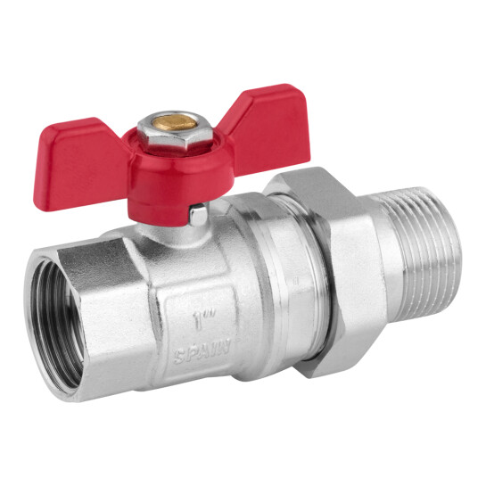 Додаткове фото - Кран-американка кульовий прямий Karro "Standart+" 1" ВЗ PN40 метелик, нікельований