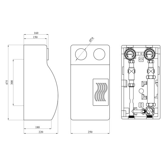 Додаткове фото - Насосна група Karro 1" (термостат+триходовий змішувальний кран) нержавіюча сталь KR-15177
