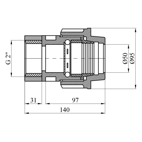 Додаткове фото - Муфта ПЕ SantehPlast 50х2" РВ