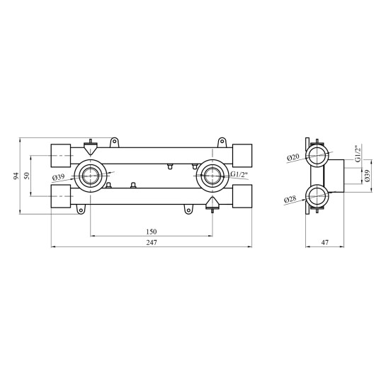 Додаткове фото - Комплект для підключення змішувача PPR GrandiTherm 20х1/2"