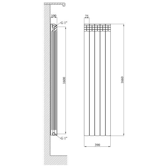 Додаткове фото - Радіатор алюмінієвий Calor FB-1600 16 Bar 1600х75х96 мм