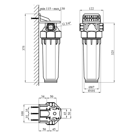 Додаткове фото - Фільтр магістральний в зборі Rozma 3/4"