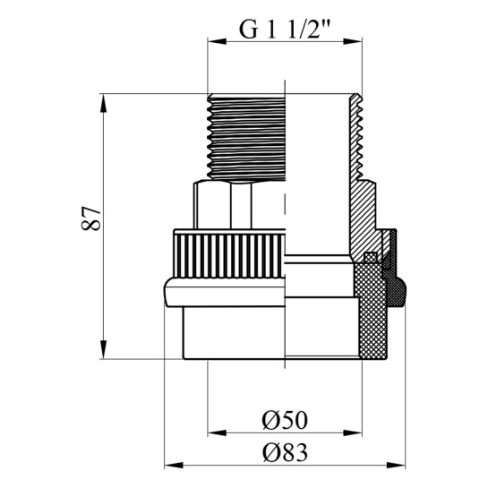 Додаткове фото - Муфта PPR GrandiTherm 50х1 1/2" РЗ