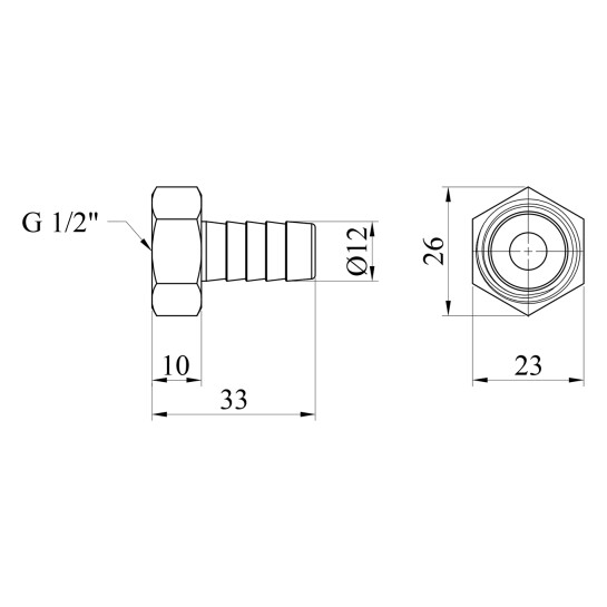 Додаткове фото - Штуцер Karro 1/2" РВ, D=12 мм нікельований KR-820