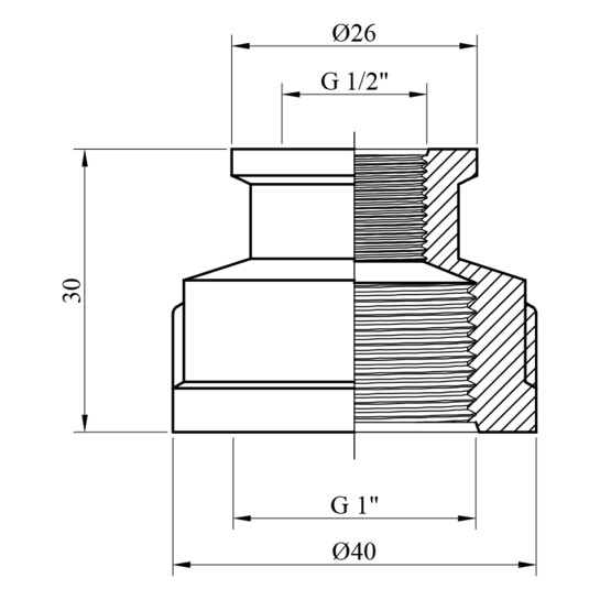 Додаткове фото - Муфта перехідна посилена LexLine 1"х1/2" ВВ нікельована НК0315-Вн