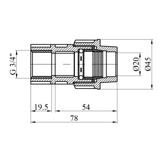 Додаткове фото - Муфта ПЕ STR 20х3/4" РВ