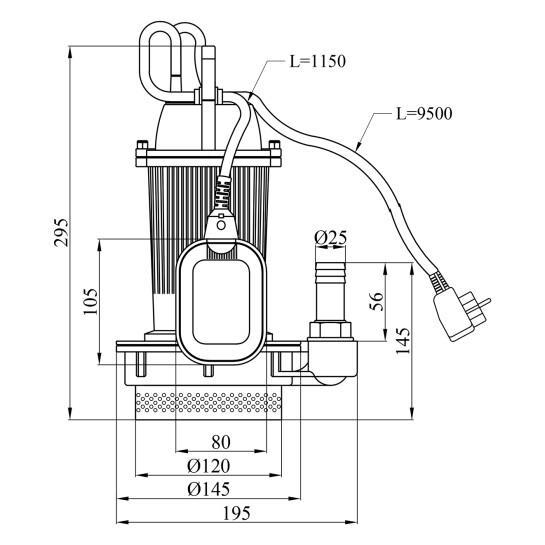 Додаткове фото - Насос дренажний Pumpman QDX1,5-17-0,37 кВт Hmax 18 м Qmax 6,5 куб.м 370 Вт