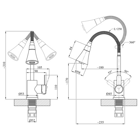 Додаткове фото - Змішувач для кухні Agua Elposo-INOX031