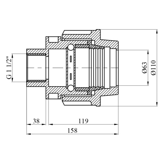 Додаткове фото - Муфта ПЕ SantehPlast 63х1 1/2" РВ