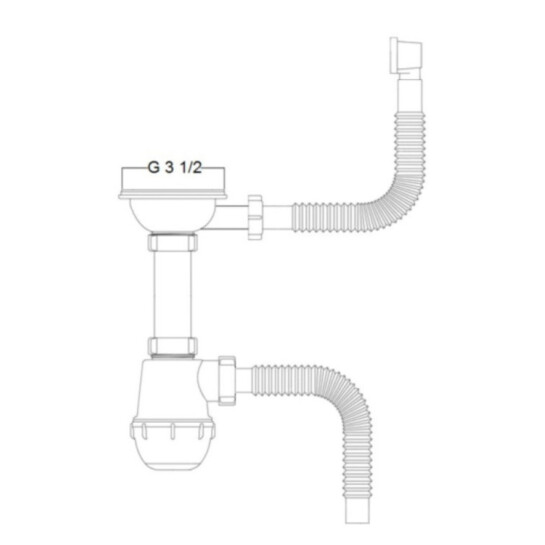 Додаткове фото - Сифон для кухонної мийки Kroner KRP Siphon - 011 3 1/2"х50/40 мм