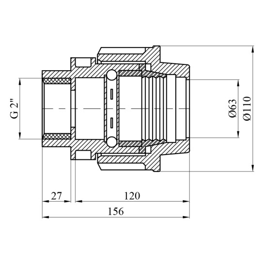 Додаткове фото - Муфта ПЕ SantehPlast 63х2" РВ
