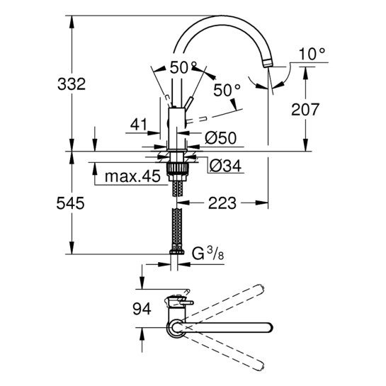Додаткове фото - Змішувач для кухні Grohe QuickFix Start Classic 31553001