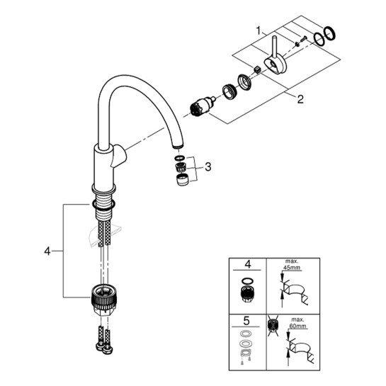 Додаткове фото - Змішувач для кухні Grohe QuickFix Start Classic 31553001