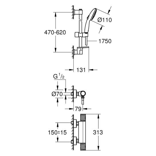 Додаткове фото - Змішувач термостатичний для душу Grohe QuickFix Precision Feel 34791001